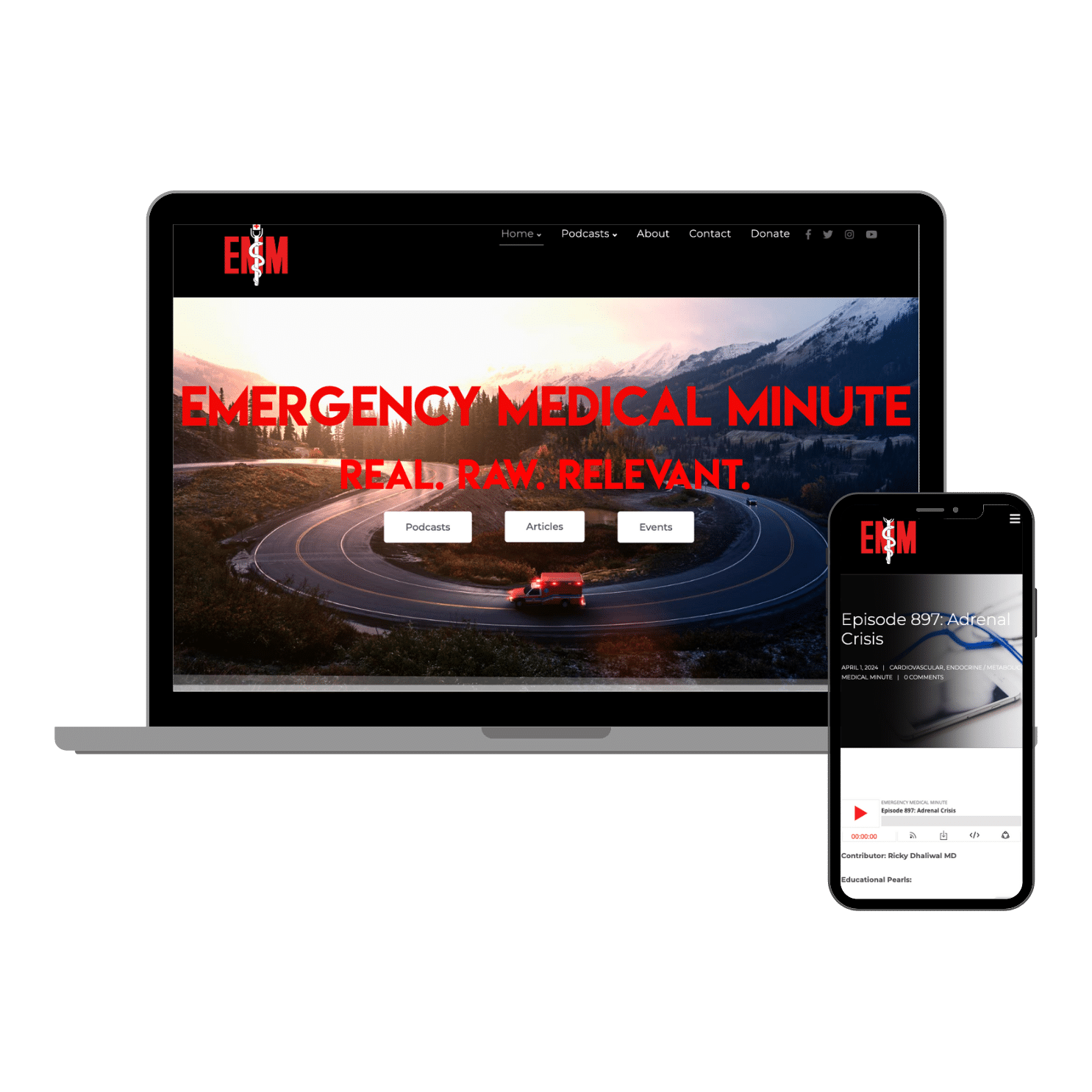 Emergency Medical Minute | Custom Podcast Website